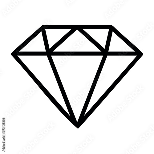 Elegant geometric outline of a diamond jewel design. Vector hand-drawn doodle illustration