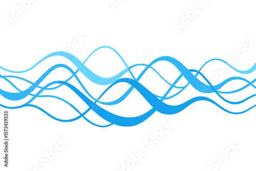 blue abstract melody lines of a wave on a white background in vector form