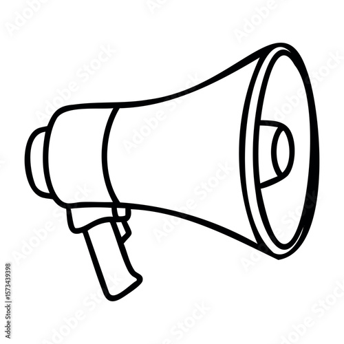 Simple megaphone vector drawing with bold lines. Vector hand-drawn doodle illustration