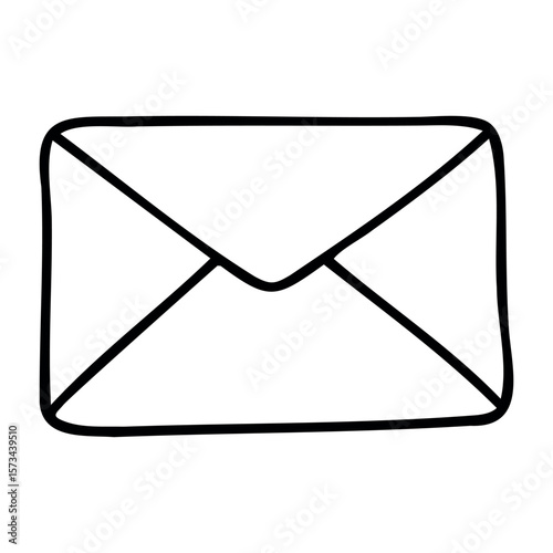 Open envelope with letter inside symbolizing communication and correspondence. Vector hand-drawn doodle illustration