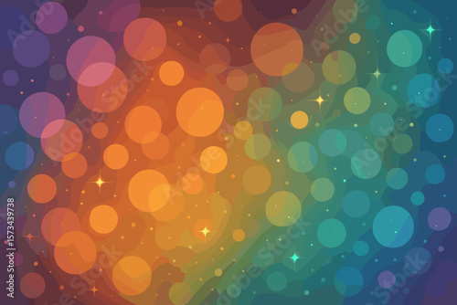 Abstract bokeh background with glitter and colorful lights. Vector illustration of a vibrant, shiny gradient with sparkles. Festive party or celebration wallpaper design concept.
