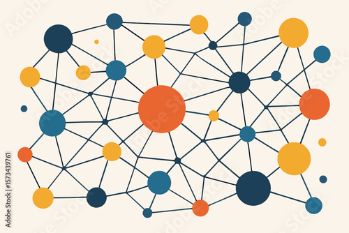 Abstract Network Communication Technology. Modern Flat Vector Cartoon Illustration. Global Digital Connection Data Visualization.