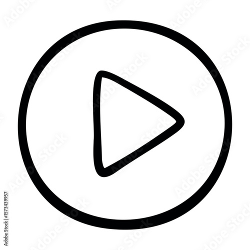 Hand-drawn play button icon sketch. Vector hand-drawn doodle illustration