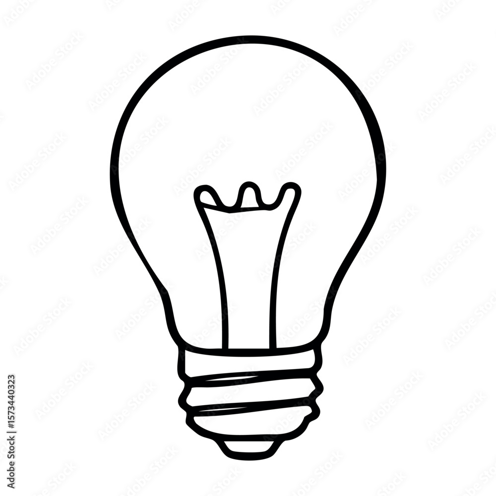 Hand-drawn light bulb sketch with simple outline and curved filament. Vector hand-drawn doodle illustration Hand-drawn light bulb sketch with simple outline and curved filament. Vector hand-drawn doodle illustration