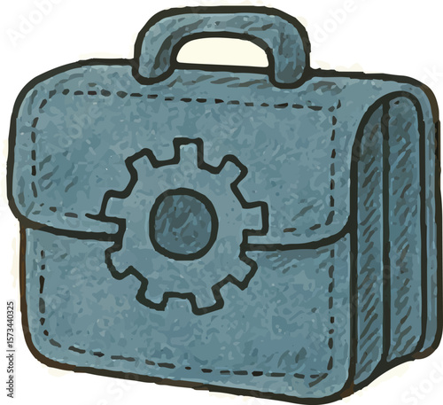 Briefcase with gear icon, symbolizing operations, tools, and productivity.
