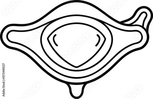 Line Drawing Illustration Black and White Contraceptive Diaphragm Medical Device Flexible Rim Central Dome Spring