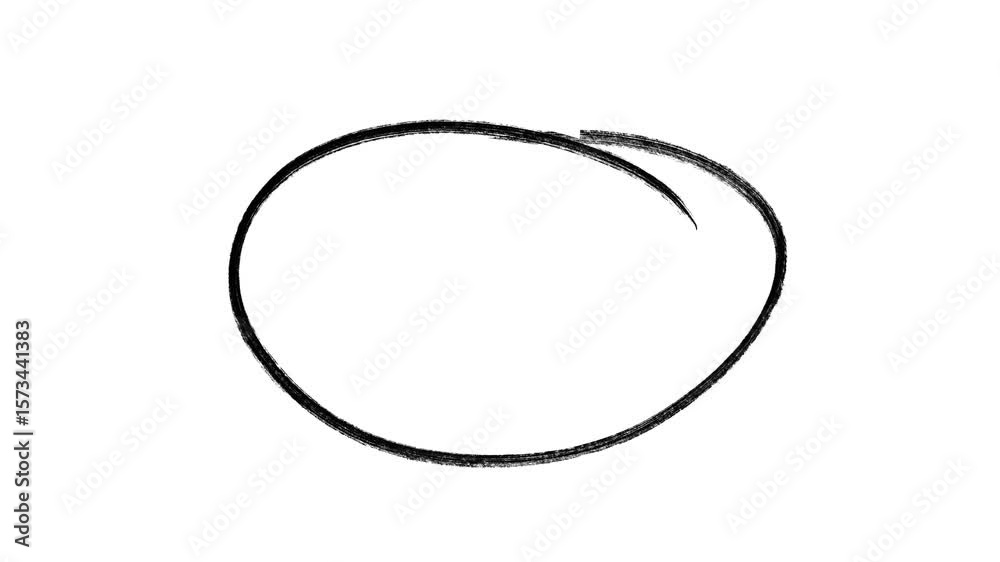 Black Hand-drawing marker round oval frame circle animation, Hand-drawn doodle art circle highlight with alpha channel in transparent background, For marking text, numbers, marker pen, pencil, logo