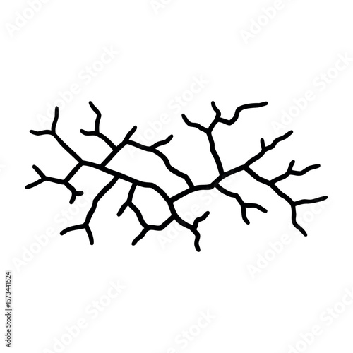 Abstract tree branch illustration with intricate branching pattern. Vector hand-drawn doodle illustration