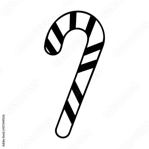 Classic candy cane design with stripes. Vector hand-drawn doodle illustration