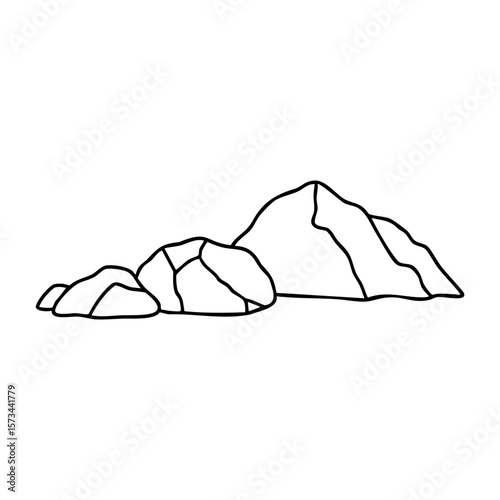 Minimalistic outline of icebergs illustrating geometric forms. Vector hand-drawn doodle illustration