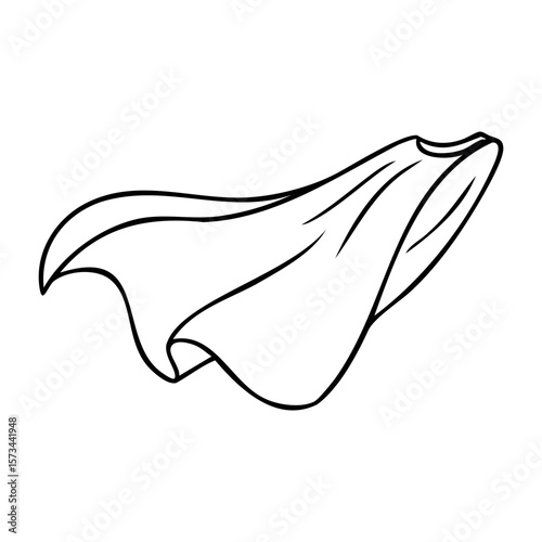 Flowing superhero cape illustration in simple line art design. Vector hand-drawn doodle illustration