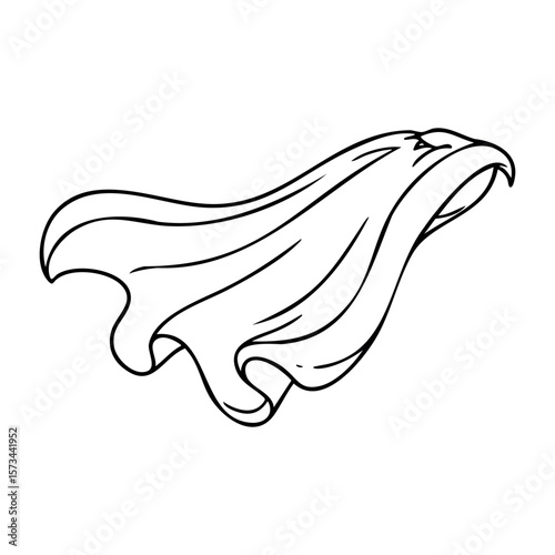 Flowing fabric waves in motion captured in minimalist line art style. Vector hand-drawn doodle illustration