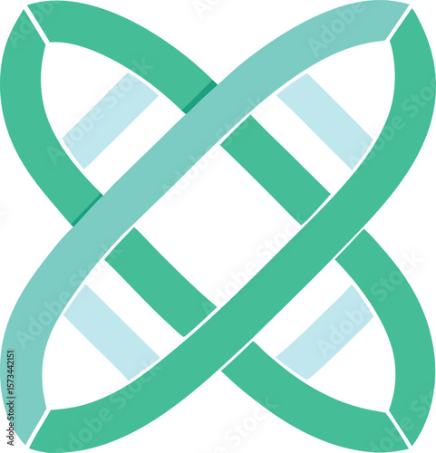 Teal and Light Blue Stylized Flat Vector Icon of Intertwined D N A Double Helix Strands Abstract Medical Science Genetic Code Symbol