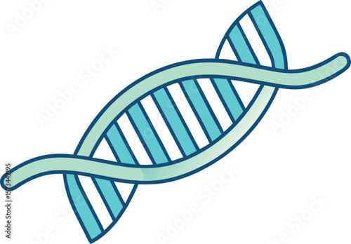 Teal and Mint Green Stylized Vector D N A Double Helix Icon Dark Blue Outline Genetic Code Science Biology Medical Research Flat Design