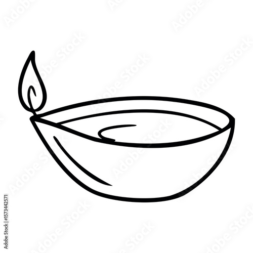 Simple line drawing of a burning candle in a minimalist style. Vector hand-drawn doodle illustration