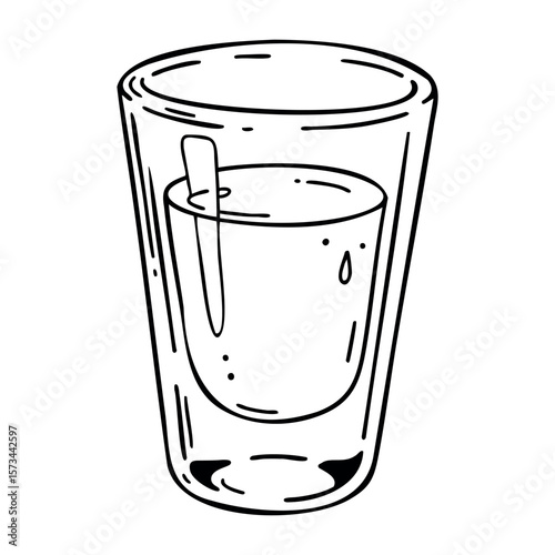 Hand-drawn black and white illustration of a classic shot glass. Vector hand-drawn doodle illustration