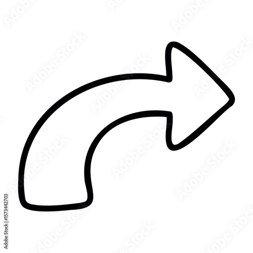 Simple bold arrow icon with thick outline. Vector hand-drawn doodle illustration