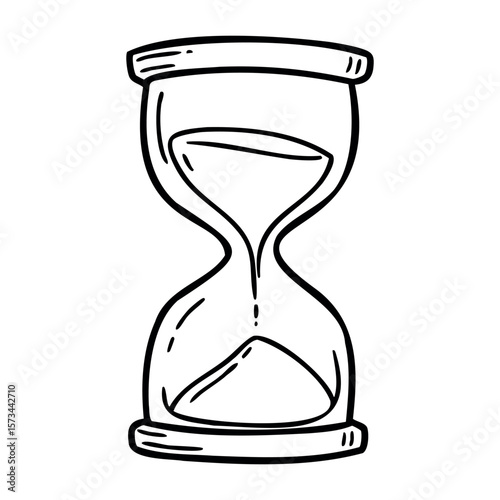 Hand-drawn hourglass illustration showing sand's passage of time. Vector hand-drawn doodle illustration
