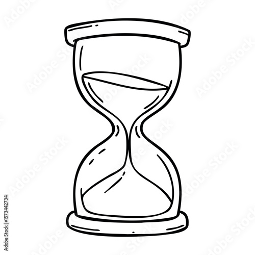 Hand-drawn hourglass with flowing sand. Vector hand-drawn doodle illustration
