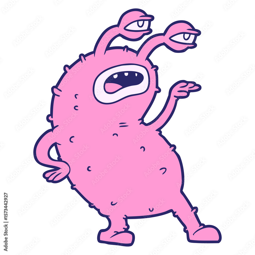 Fototapeta premium cartoon alien in bright neon color