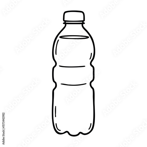 Simple line art of a plastic water bottle. Vector hand-drawn doodle illustration
