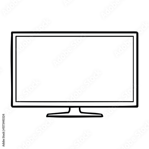 Minimalist outline of modern lcd television screen. Vector hand-drawn doodle illustration