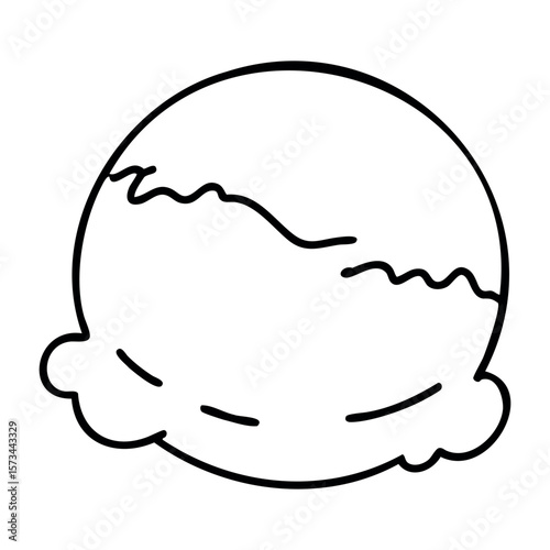 Simple outline of ice cream scoop design. Vector hand-drawn doodle illustration