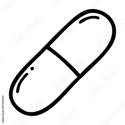 Simple outline of a single sanitary pad for feminine hygiene. Vector hand-drawn doodle illustration