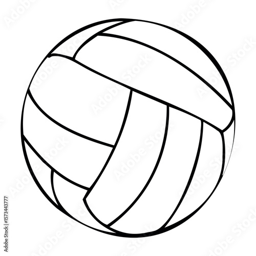 Simple black and white volleyball design with bold lines. Vector hand-drawn doodle illustration
