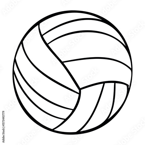 Volleyball icon with minimalist black and white design. Vector hand-drawn doodle illustration