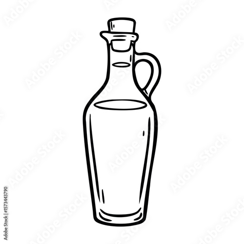 Hand-drawn glass bottle with handle and cork stopper. Vector hand-drawn doodle illustration