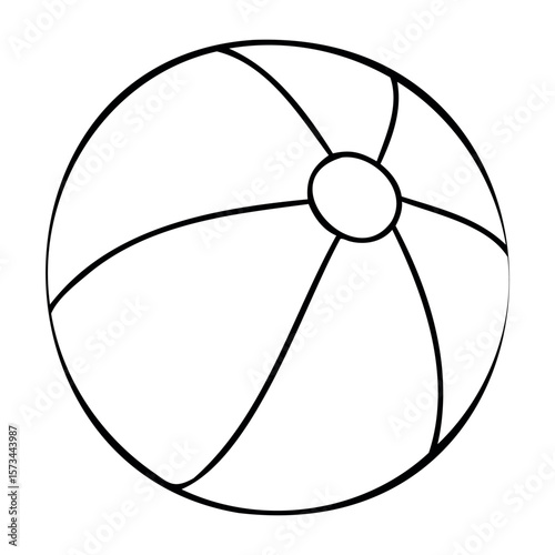 Simple illustration of a classic inflatable beach ball. Vector hand-drawn doodle illustration