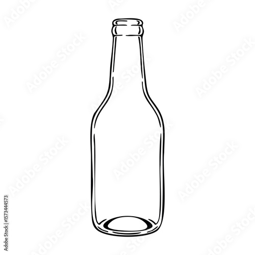 Outline of an empty glass bottle. Vector hand-drawn doodle illustration