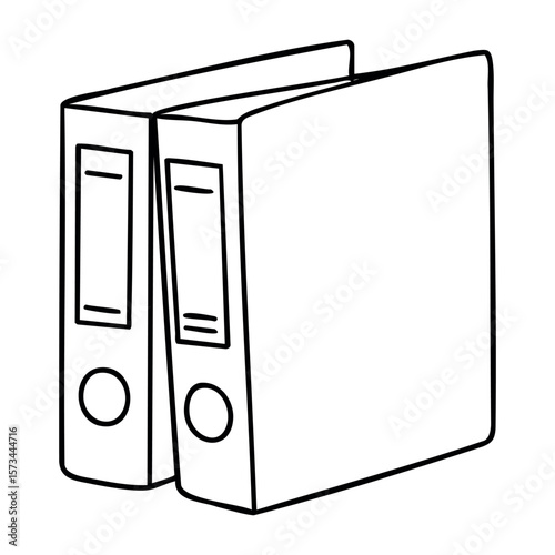 Two blank office binders for document organization and storage. Vector hand-drawn doodle illustration
