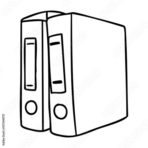 Two standing ring binders with label holders. Vector hand-drawn doodle illustration