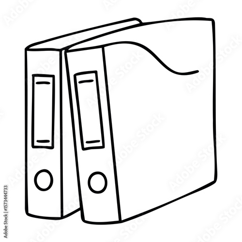 Two office binders for document organization and efficient filing. Vector hand-drawn doodle illustration