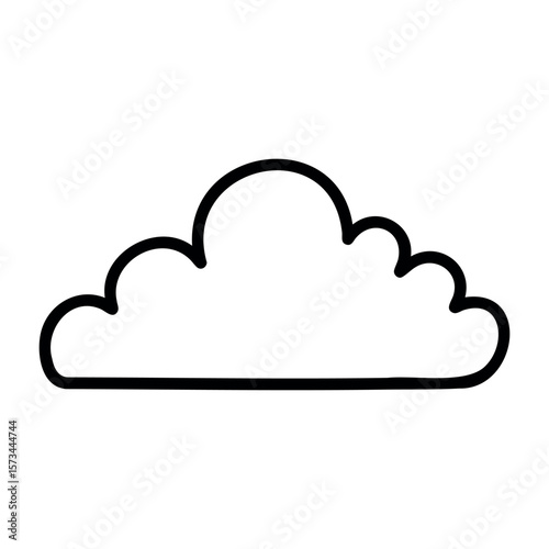 Simple cloud outline illustration with smooth curves. Vector hand-drawn doodle illustration