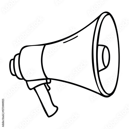 Line art megaphone illustration for promotions and announcements. Vector hand-drawn doodle illustration