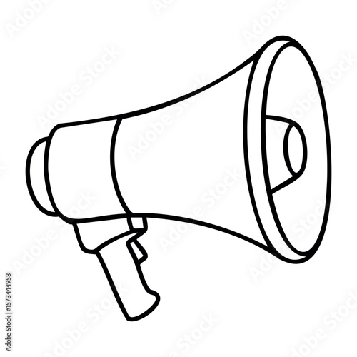 Black and white megaphone icon design for branding and advertising. Vector hand-drawn doodle illustration
