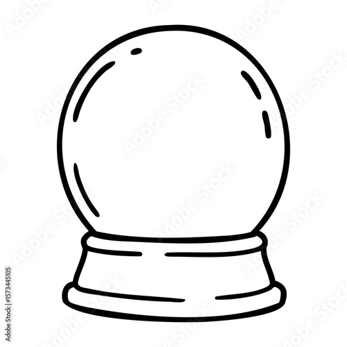 Sparkling crystal ball with stand. Vector hand-drawn doodle illustration