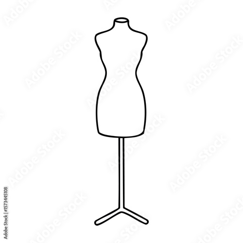 Minimalist dress form or mannequin silhouette on a stand. Vector hand-drawn doodle illustration