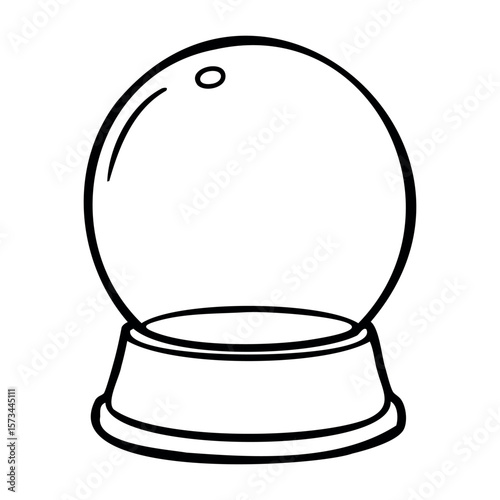 Empty crystal ball with simple stand design. Vector hand-drawn doodle illustration