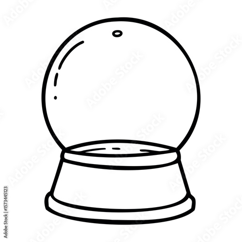 Crystal ball for fortune telling on display. Vector hand-drawn doodle illustration