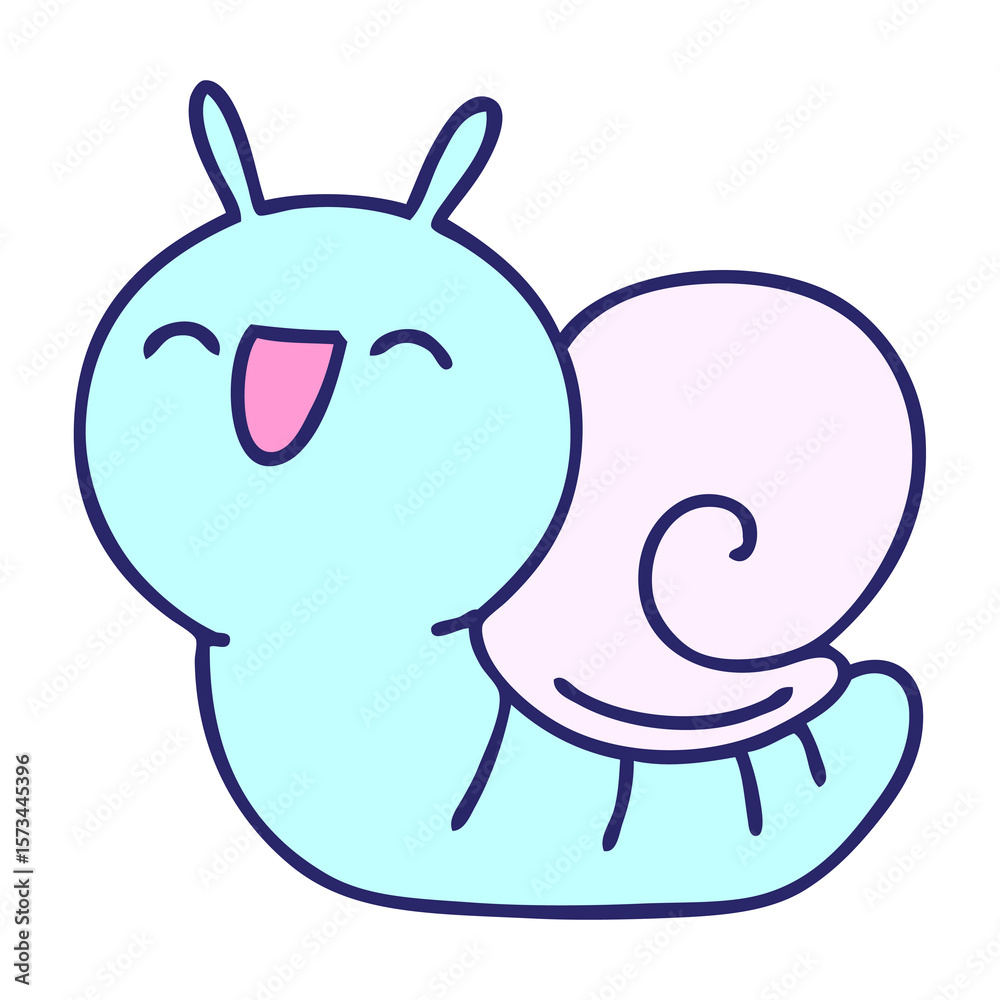 Fototapeta premium cartoon of a cute snail in bright neon color