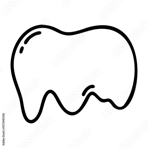 Simple tooth icon outline depiction. Vector hand-drawn doodle illustration
