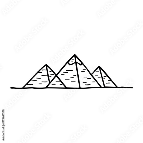 Hand-drawn pyramid sketch: ancient egyptian landmark illustration. Vector hand-drawn doodle illustration