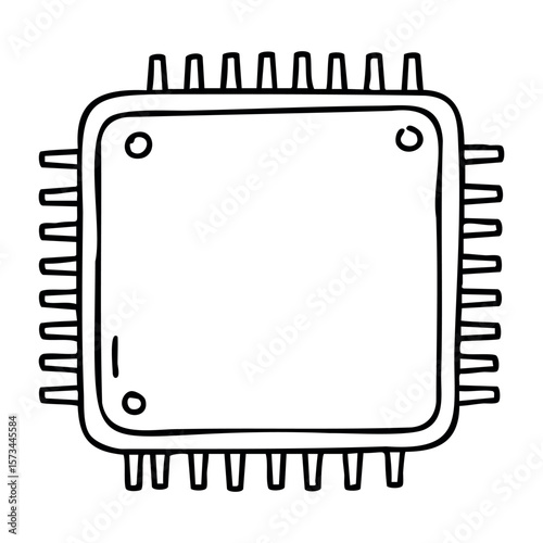 Simple hand-drawn microchip illustration. Vector hand-drawn doodle illustration