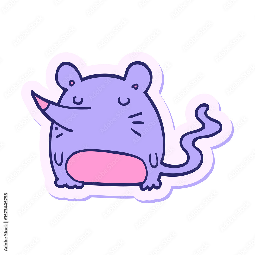 Fototapeta premium sticker of a cartoon mouse in bright neon color