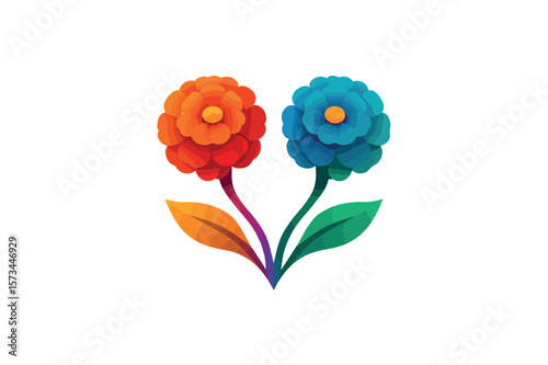 Marigold colorful twin head logo white gradient vector on white background.01