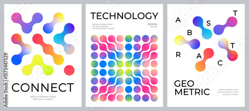 Abstract Backgrounds with Gradient Shapes. Vector Metaball Color Graphic. Poster Design with Liquid Modern Geometric Shapes